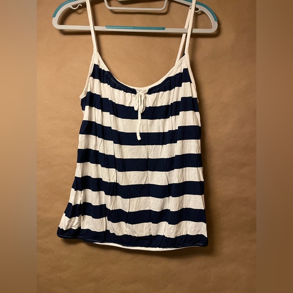 Navy Blue Striped Ribbed Tank